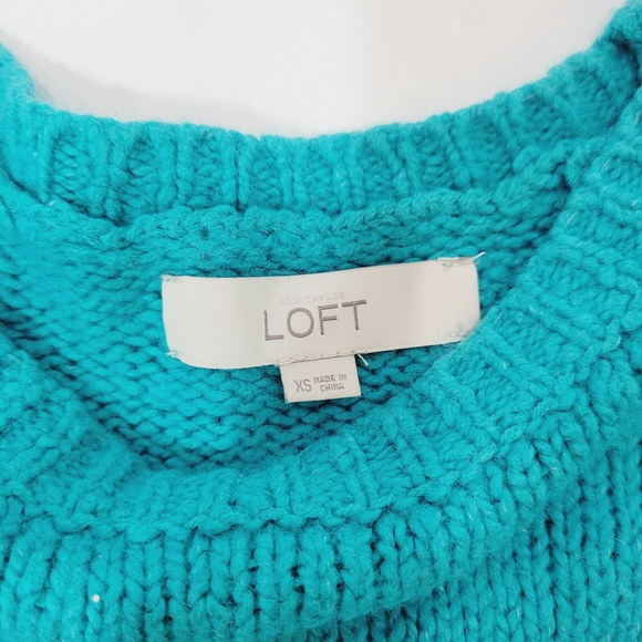 Ann Taylor Loft blue giant bow sweater XS - Picture 3 of 8